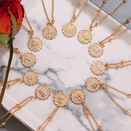 Dwanaście horoskop moneta naszyjnik kobiety złoty wisiorek naszyjnik z zodiakiem Leo łańcuszek do obojczyka znak prezent 12 kons