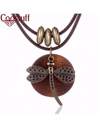 Moda Choker kobieta naszyjniki biżuteria w stylu vintage ważka drewniany naszyjnik długi naszyjnik dla kobiet collares mujer kol