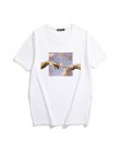 MICHELANGELO Harajuku fajne śmieszne osobliwy nadruk t-shirty damskie t-shirty Ulzzang hiphopowy sweter Casual topy damskie tees