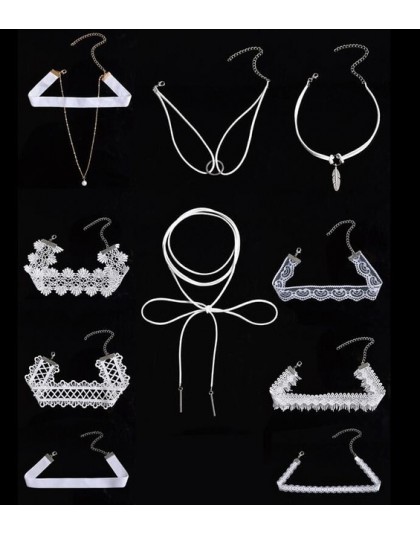 1 zestaw  10 sztuk najmodniejsza biżuteria akcesoria biała mieszanka kolorów kształt koronki tatuaż Choker naszyjnik dla miłośn