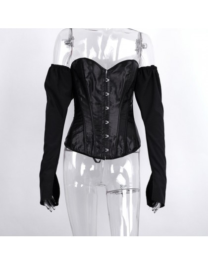 Evenworger off shoulder Sexy rękaw typu bombka top backless koszula damska leisure gorset w stylu retro kobiety nocna impreza 20