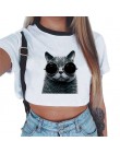 Letnia moda Harajuku seksowny tank krótki top biały T Shirt ubrania kobiety śliczny nadruk z myszką Croptop z krótkim rękawem