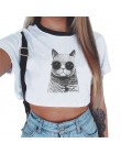 Letnia moda Harajuku seksowny tank krótki top biały T Shirt ubrania kobiety śliczny nadruk z myszką Croptop z krótkim rękawem