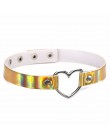 Nowe mody Sexy Harajuku ręcznie serce wisiorek Choker światło laserowe naszyjnik Punk skórzana obroża naszyjnik Choker kolce mom