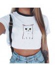 Letnia moda Harajuku seksowny tank krótki top biały T Shirt ubrania kobiety śliczny nadruk z myszką Croptop z krótkim rękawem