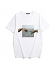 MICHELANGELO Harajuku fajne śmieszne osobliwy nadruk t-shirty damskie t-shirty Ulzzang hiphopowy sweter Casual topy damskie tees