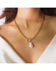 IngeSight.Z artystyczne geometryczne okrągłe koło Choker naszyjnik Choker komunikat imitacja perły naszyjnik kobiety dziewczyna 
