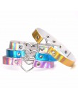 Nowe mody Sexy Harajuku ręcznie serce wisiorek Choker światło laserowe naszyjnik Punk skórzana obroża naszyjnik Choker kolce mom