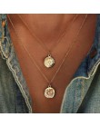 Wielowarstwowe Boho stop w złotym odcieniu mapa świata Chokers naszyjnik charms gwiazdy wisiorki z kryształami i naszyjniki dla 
