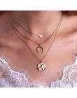 Wielowarstwowe Boho stop w złotym odcieniu mapa świata Chokers naszyjnik charms gwiazdy wisiorki z kryształami i naszyjniki dla 