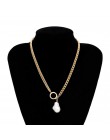 IngeSight.Z artystyczne geometryczne okrągłe koło Choker naszyjnik Choker komunikat imitacja perły naszyjnik kobiety dziewczyna 