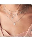 Wielowarstwowe Boho stop w złotym odcieniu mapa świata Chokers naszyjnik charms gwiazdy wisiorki z kryształami i naszyjniki dla 