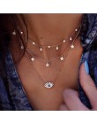 Wielowarstwowe Boho stop w złotym odcieniu mapa świata Chokers naszyjnik charms gwiazdy wisiorki z kryształami i naszyjniki dla 