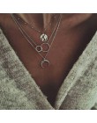DIEZI wielowarstwowe w stylu Vintage naszyjnik łańcuch dla kobiet czeski proste księżyc oczy róg wisiorek Choker naszyjnik Party