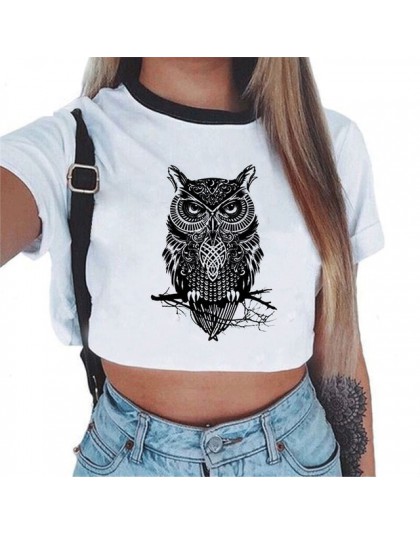 Letnia moda Harajuku seksowny tank krótki top biały T Shirt ubrania kobiety śliczny nadruk z myszką Croptop z krótkim rękawem