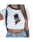 Letnia moda Harajuku seksowny tank krótki top biały T Shirt ubrania kobiety śliczny nadruk z myszką Croptop z krótkim rękawem