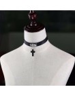 KMVEXO 2020 krzyż wisiorek komunikat naszyjnik Gothic Anime miłośników "prosty kołnierz Choker naszyjnik kobiety Chocker biżuter