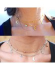 Vintage złoty kolor gwiazda księżyc Tassel naszyjnik i wisiorek moda dwuwarstwowy łańcuch Chokers naszyjnik dla kobiet czeski bi