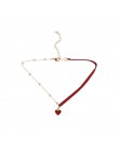 2019 New Arrival kobiety Chokers naszyjniki Trendy Chain Cotton Heart naszyjnik na impreżę dla kobiet koreańska biżuteria czerwo