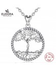 EUDORA 925 Sterling Silver drzewa życia wisiorek naszyjnik z litego srebra drzewo liść i bogini naszyjnik biżuterii z pudełkiem 