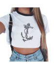 Letnia moda Harajuku seksowny tank krótki top biały T Shirt ubrania kobiety śliczny nadruk z myszką Croptop z krótkim rękawem