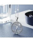 EUDORA 925 Sterling Silver drzewa życia wisiorek naszyjnik z litego srebra drzewo liść i bogini naszyjnik biżuterii z pudełkiem 