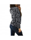Kamuflaż drukuj kobiety z długim rękawem Slim T-Shirt moda dekolt sznurowane Lady seksowne topy styl wojskowy Casual koszulka da