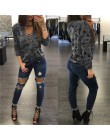 Kamuflaż drukuj kobiety z długim rękawem Slim T-Shirt moda dekolt sznurowane Lady seksowne topy styl wojskowy Casual koszulka da