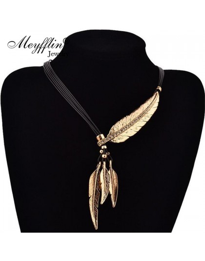 Collier Femme naszyjniki z piórami i wisiorki liny skórzane Vintage Maxi Colar dla oświadczenie naszyjnik kobiety moda biżuteria