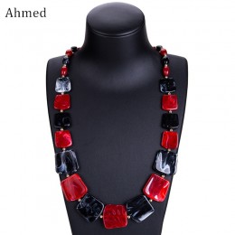 Ahmed nowy Maxi komunikat długie naszyjniki z koralików Collier moda wiosna akrylowe geometryczne wisiorek kołnierz naszyjnik dl