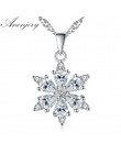 Anenjery 925 Sterling Silver biżuteria AAA cyrkon wisiorek w kształcie płatka śniegu Neckace dla kobiet prezent 45cm Box choker 