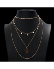Vintage złoty kolor gwiazda księżyc Tassel naszyjnik i wisiorek moda dwuwarstwowy łańcuch Chokers naszyjnik dla kobiet czeski bi