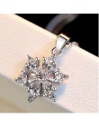 Anenjery 925 Sterling Silver biżuteria AAA cyrkon wisiorek w kształcie płatka śniegu Neckace dla kobiet prezent 45cm Box choker 