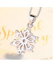 Anenjery 925 Sterling Silver biżuteria AAA cyrkon wisiorek w kształcie płatka śniegu Neckace dla kobiet prezent 45cm Box choker 