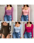 Forefair Sexy Bodycon Body z długim rękawem kwadratowy dekolt płaszcza otwarte krocza podstawowe białe czarne czerwone kombinezo