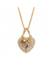 Moda złamane serce wisiorek naszyjniki kobiety mężczyźni Hip Hop biżuteria złoto srebro Iced Out Chain wyraziste z kryształkami 