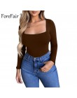 Forefair Sexy Bodycon Body z długim rękawem kwadratowy dekolt płaszcza otwarte krocza podstawowe białe czarne czerwone kombinezo