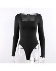 Forefair Sexy Bodycon Body z długim rękawem kwadratowy dekolt płaszcza otwarte krocza podstawowe białe czarne czerwone kombinezo