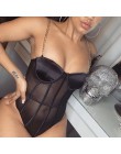 Kryptograficzna czarna siatka przezroczyste body metalowe paski łańcuchowe body bez pleców seksowny kombinezon typu Bodycon Fash