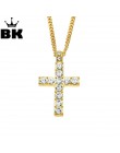 Hip-hopowy wisior z krzyżem w kolorze złotym naszyjnik religijny Iced Out Rhinestone Crucfix naszyjnik Jewely dla mężczyzn bezpł