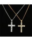 Hip-hopowy wisior z krzyżem w kolorze złotym naszyjnik religijny Iced Out Rhinestone Crucfix naszyjnik Jewely dla mężczyzn bezpł
