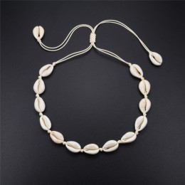 Kobiety moda czarny naszyjnik na lince naturalne muszla Choker kołnierz naszyjniki powłoki Choker prosty naszyjnik lato plaża bi