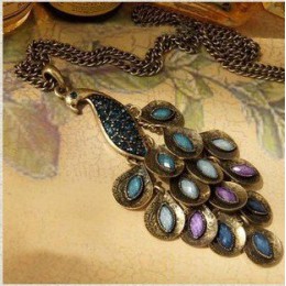 2013 New Hot Antiqued Prancing Peacock Multi cekinowy długi naszyjnik N5