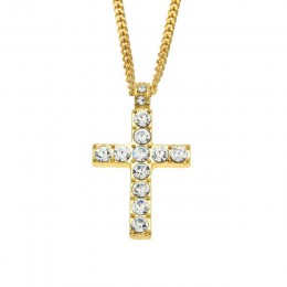 Hip-hopowy wisior z krzyżem w kolorze złotym naszyjnik religijny Iced Out Rhinestone Crucfix naszyjnik Jewely dla mężczyzn bezpł