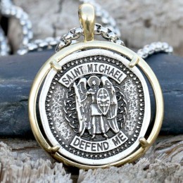 Katolicki święty michał naszyjnik Retro Medal archanioł patrona chroń mnie wisiorek rosyjski prawosławny naszyjnik Dropship