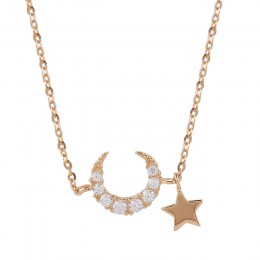 ANENJERY słodki 925 ze srebra wysokiej próby z cyrkonią księżyc gwiezdny frędzel naszyjniki dla kobiet choker collares urodziny 