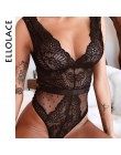 Ellolace lato koronkowe Body kobiety kwiatowy haft głębokie V Neck Sexy Body Dot Patchwork kombinezon kombinezony 2019 Femlae Bo