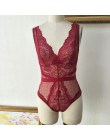 Ellolace lato koronkowe Body kobiety kwiatowy haft głębokie V Neck Sexy Body Dot Patchwork kombinezon kombinezony 2019 Femlae Bo
