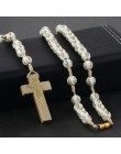 Okrągły Medal świętego benedykta antyczne drewniane różaniec naszyjniki krzyż wisiorek dla kobiet religijne jezus biżuteria prez