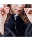 2019 nowy kwiat długi naszyjnik z frędzlem Temperament kobiety wisiorek akcesoria do sukni naszyjnik sweter koreańska biżuteria